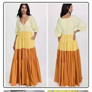 STAUD Yellow and Orange Maxi Dress